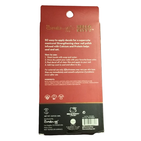 🎃 NIB Limited Edition the crème shop X Hello Kitty Nail Decals & Clear Polish - Picture 3 of 4